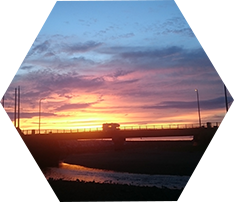 夕日とシルエット